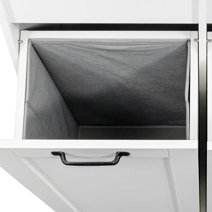 Laundry Cabinet with Doors and shelf, Tilt-Out Laundry Hamper, Multiple Storage Space, Freestanding Style, Open Shelve, Adjustable Shelf