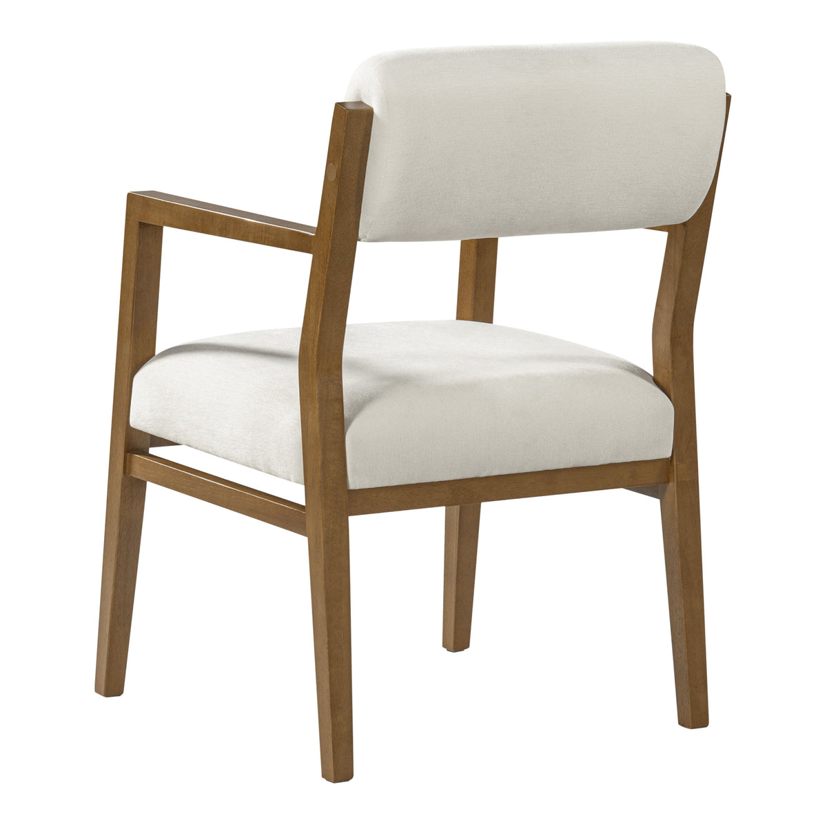 Rubber Wood Dining Chairs, Upholstered Fabric Armchairs(Set of 2),Natural wood + Beige fabric