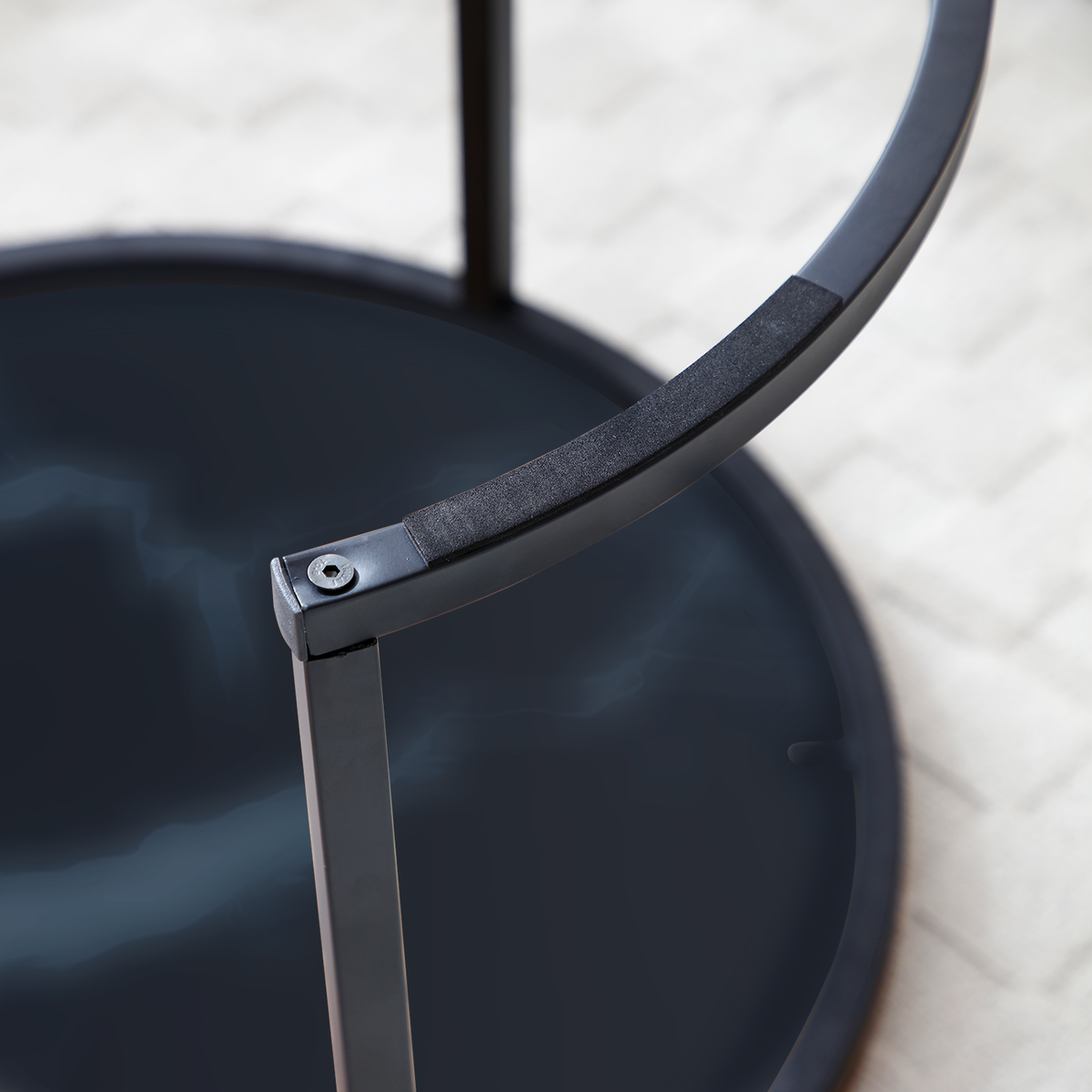 Set 2 Coffee Table Nesting Black top  Black Frame Circular Round and Marble Pattern Wooden Tables, Living Room Bedroom Apartment Modern Industrial Simple Nightstand