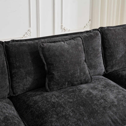 Cloud Sofa 3 Seats (Ottoman is not included), Modern Sectional Couch, Comfy Double Layer Upholstered Seat Cushion – Black