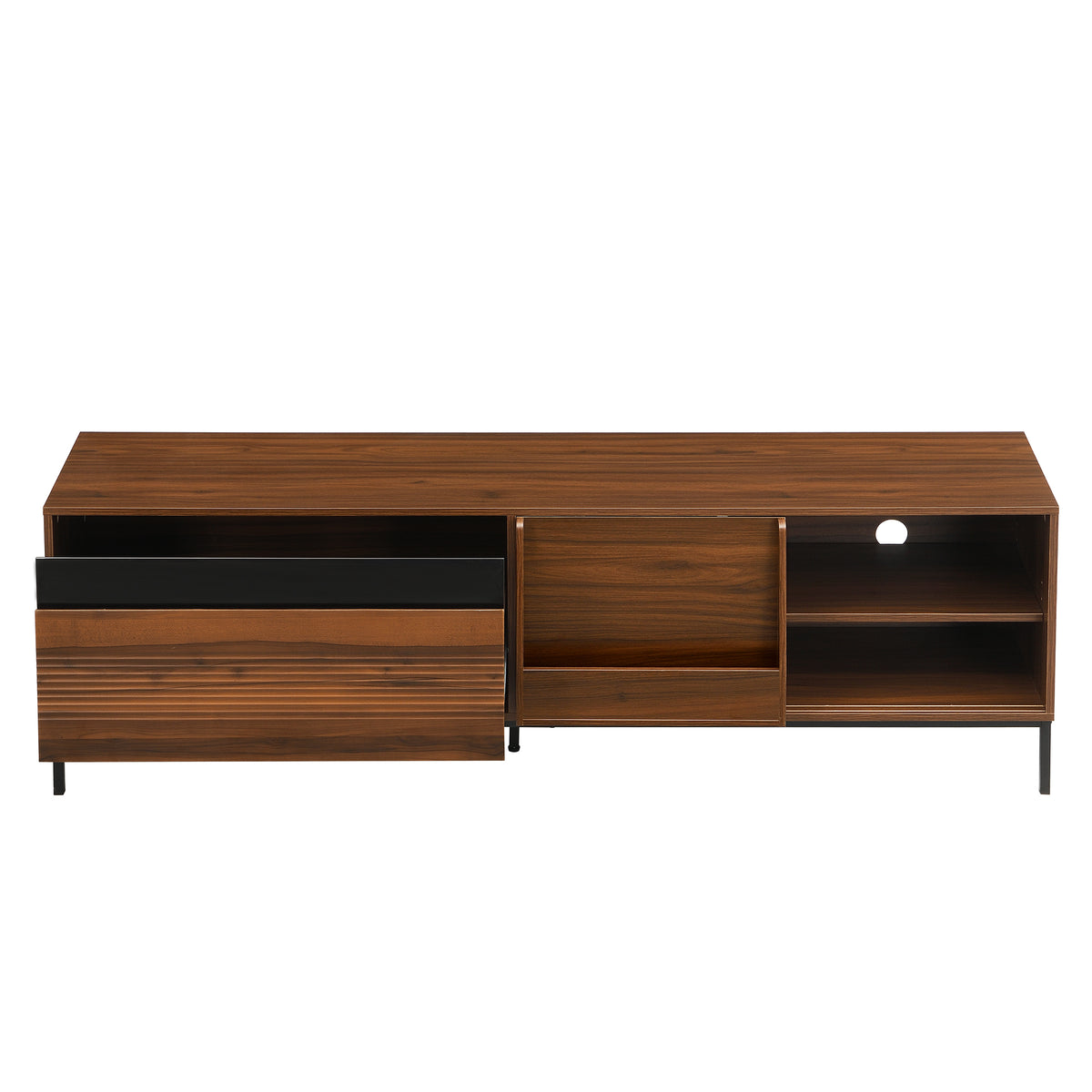 U-Can 70.8'' Modern TV Stand for TVs up to 75 Inches, Entertainment Center with Storage Space, Sliding Doors, Adjustable Shelves and Metal Frame, Mid Century Modern Media TV Console Table for Living R