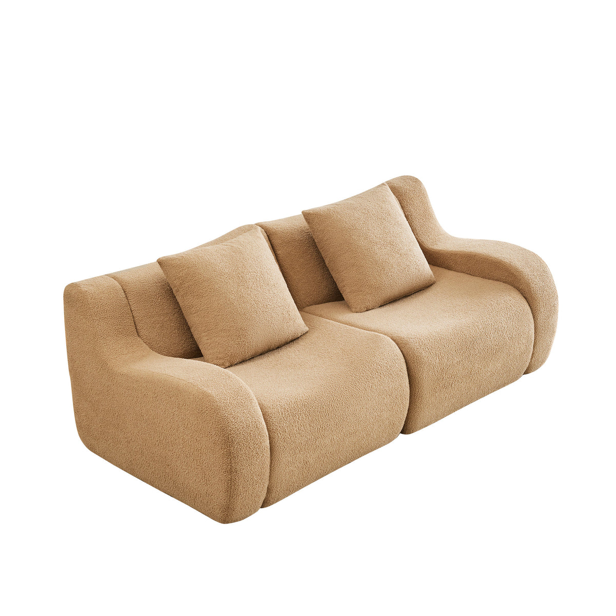 Soft Teddy Fabric Boneless Sofa, No Assembly Required Streamlined Design