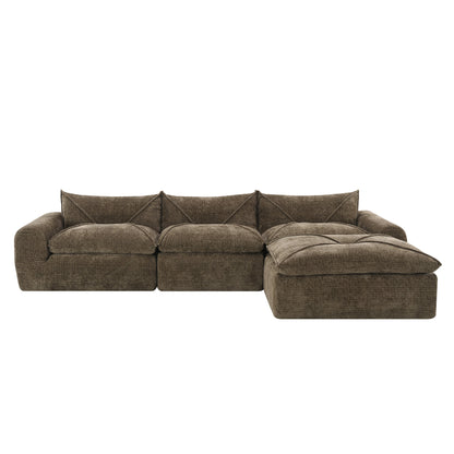 [VIDEO]116'' Fully Compressed Sofa with High Density Foam, Integrated Backrest&Seat Cushion, Decorative Edging – Brown