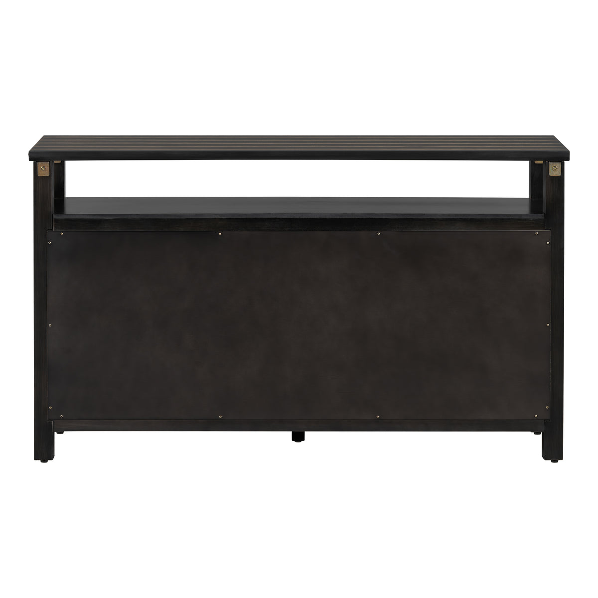 U_STYLED 55.1''Pine Wood Buffet Cabinet With 3-door Storage, Sideboard Cabinet with Dual Storage areas,Coffee Bar With Metal Handles And Exposed Metal Rivets For Dining Room, Kitchen, Living Room
