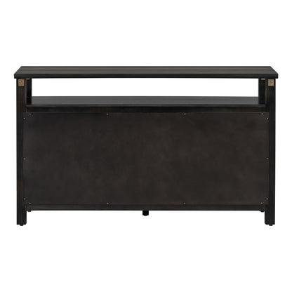 U_STYLED 55.1''Pine Wood Buffet Cabinet With 3-door Storage, Sideboard Cabinet with Dual Storage areas,Coffee Bar With Metal Handles And Exposed Metal Rivets For Dining Room, Kitchen, Living Room