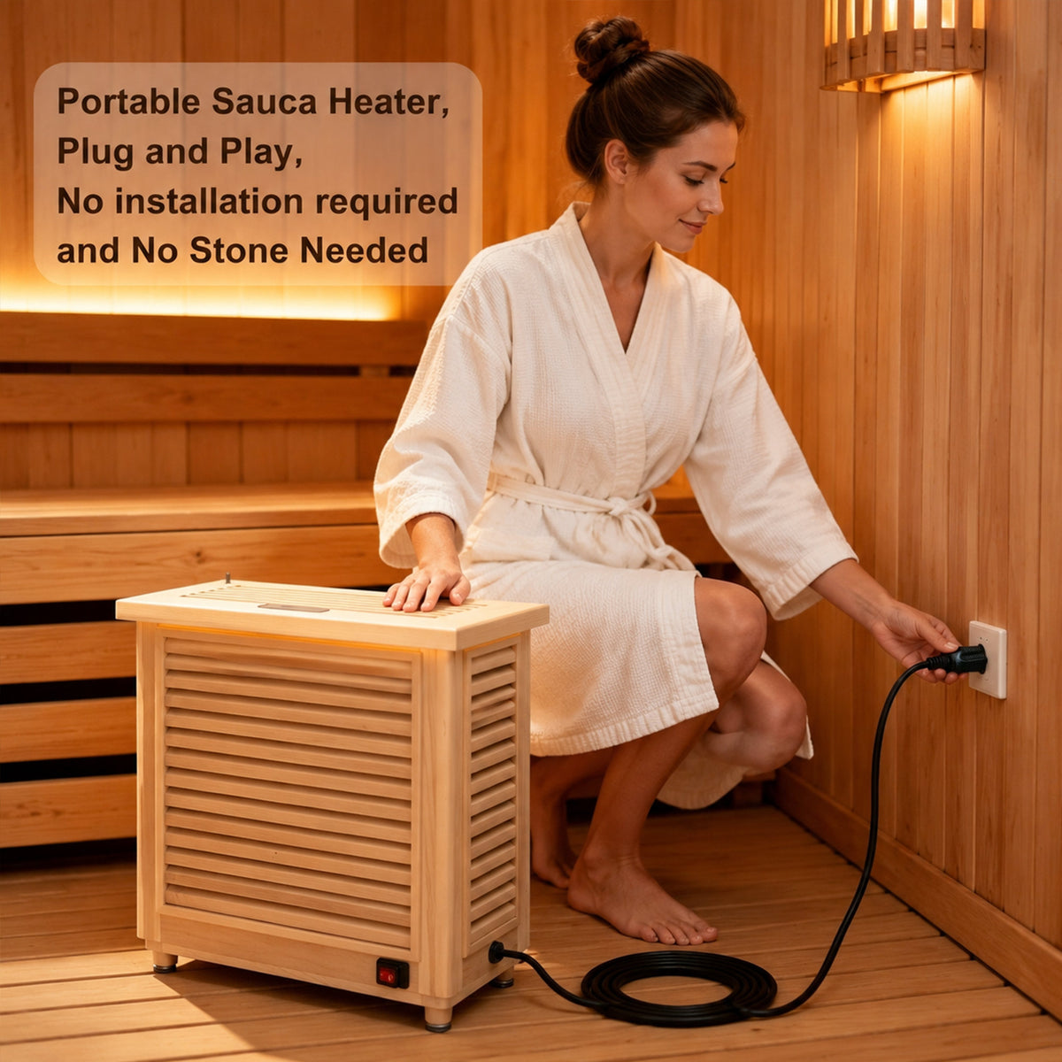 1500W Far-Infrared Sauna Heater with Plug, 110-120V Graphene Sauna Heating System with Touch & WiFi Control, for 35-105 cu.ft Dry Sauna Rooms, Hemlock Wood Shell