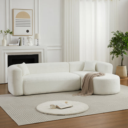 [Video]109.4' Modular Sectional Sofa Luxury Modern Curved Back Sofa,Chenille fabric two throw pillows,Minimalist Comfortable L-Shape Boneless Cloud Couch for Living Room Apartment (Right Chaise beige)