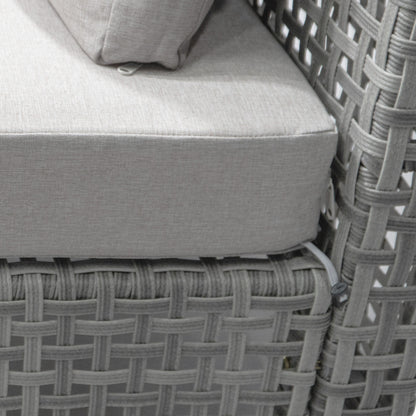 K&K 7-Piece Wicker Patio Furniture Set, Outdoor Conversation Set Sectional Sofa with Water Resistant Grey Thick Cushions and Coffee Table