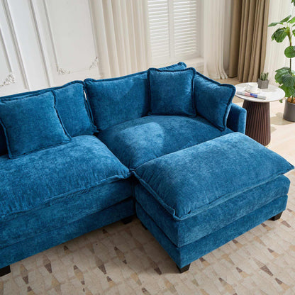Cloud Sofa 3 Seats (Ottoman is not included), Modern Sectional Couch, Comfy Double Layer Upholstered Seat Cushion – Blue
