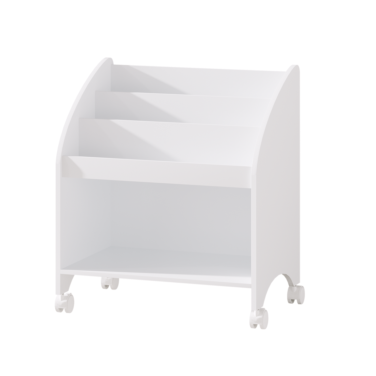 Kids Bookshelf with Wheels, 3-Tier Front Display Bookcase, MDF Rolling Book Organizer with 360° Lockable Casters, Children Storage Shelf for Nursery Bedroom Playroom