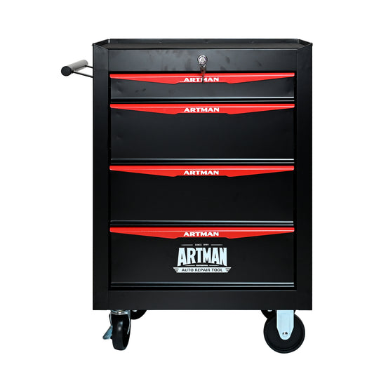 Rolling Metal Tool Chest with 4 Drawers, 20' 4-Drawer Tool Chest Cabinet with Ball Bearing Drawer Slides, Steel Tool Storage Box Organizer -BLACK&RED