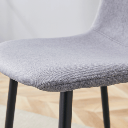 Luxury Simple Chair - Set of 4 Light Gray Linen-Cotton Material High Resilience Dining Chair with Metal Black Leg.Integral metal leg architecture,Suitable for various interior decoration styles.