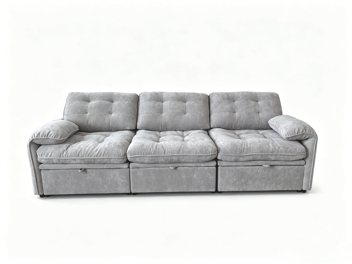 3‑in‑1 Convertible Chenille Sofa Bed, 5‑Level Adjustable Backrest Sleeper Sofa,Chenille Cloud Sofa,Pull-Out Sofa Bed
