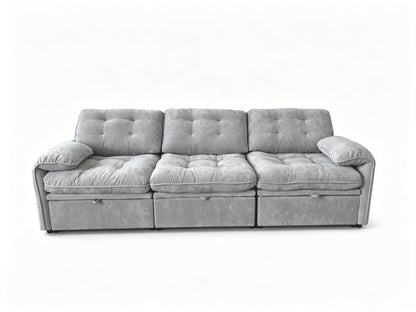 3‑in‑1 Convertible Chenille Sofa Bed, 5‑Level Adjustable Backrest Sleeper Sofa,Chenille Cloud Sofa,Pull-Out Sofa Bed