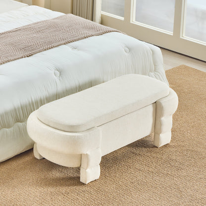 48.8" Ottoman with Storage,Storage Bench,Upholstered Entryway Bench with Seating, End of Bed Ottomans for Living Room, Bedroom, Modern Entryway Benchs,Beige
