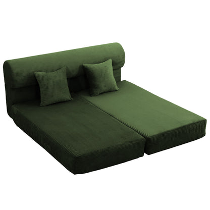 Convertible Corduroy Sofa Bed, 2‑Seater Fold‑Out  Compressed Sofa, Multi‑Functional Floor Couch for Living Room Guest Room