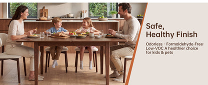 51.2" Solid Wood Folding Dining Table, Rotating Drop Leaf Design with Walnut Finish, Space-Saving Kitchen Table for 4-6 People, Farmhouse Style for Small Apartments, Easy Assembly