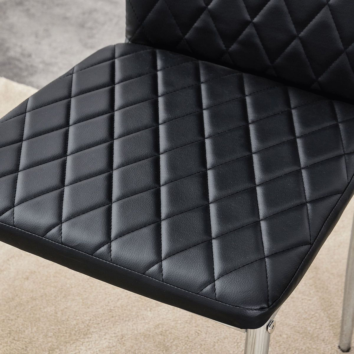 Modern Style Dining Chairs Set of 6 in Black, Essential for Minimalist Homes.Meeting Family Dining Needs, PU Material Seat