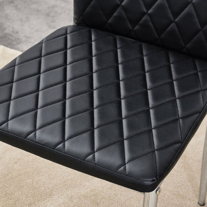 Modern Style Dining Chairs Set of 6 in Black, Essential for Minimalist Homes.Meeting Family Dining Needs, PU Material Seat