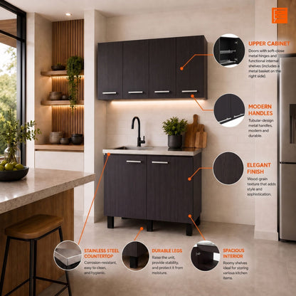 Wenge 2-Piece Kitchen Sink Cabinet Set