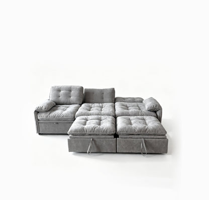 3‑in‑1 Convertible Chenille Sofa Bed, 5‑Level Adjustable Backrest Sleeper Sofa,Chenille Cloud Sofa,Pull-Out Sofa Bed