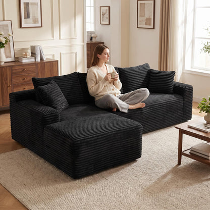 94.5" Cloud Modular Sectional Sofa Couch with L-Shape Chaise, Modern Minimalist Upholstered Couches, Deep Seat Corner Couch – Model W5515P479893