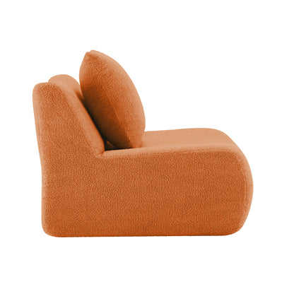 Armless Sofa W/Pillow Teddy Fabric-Orange