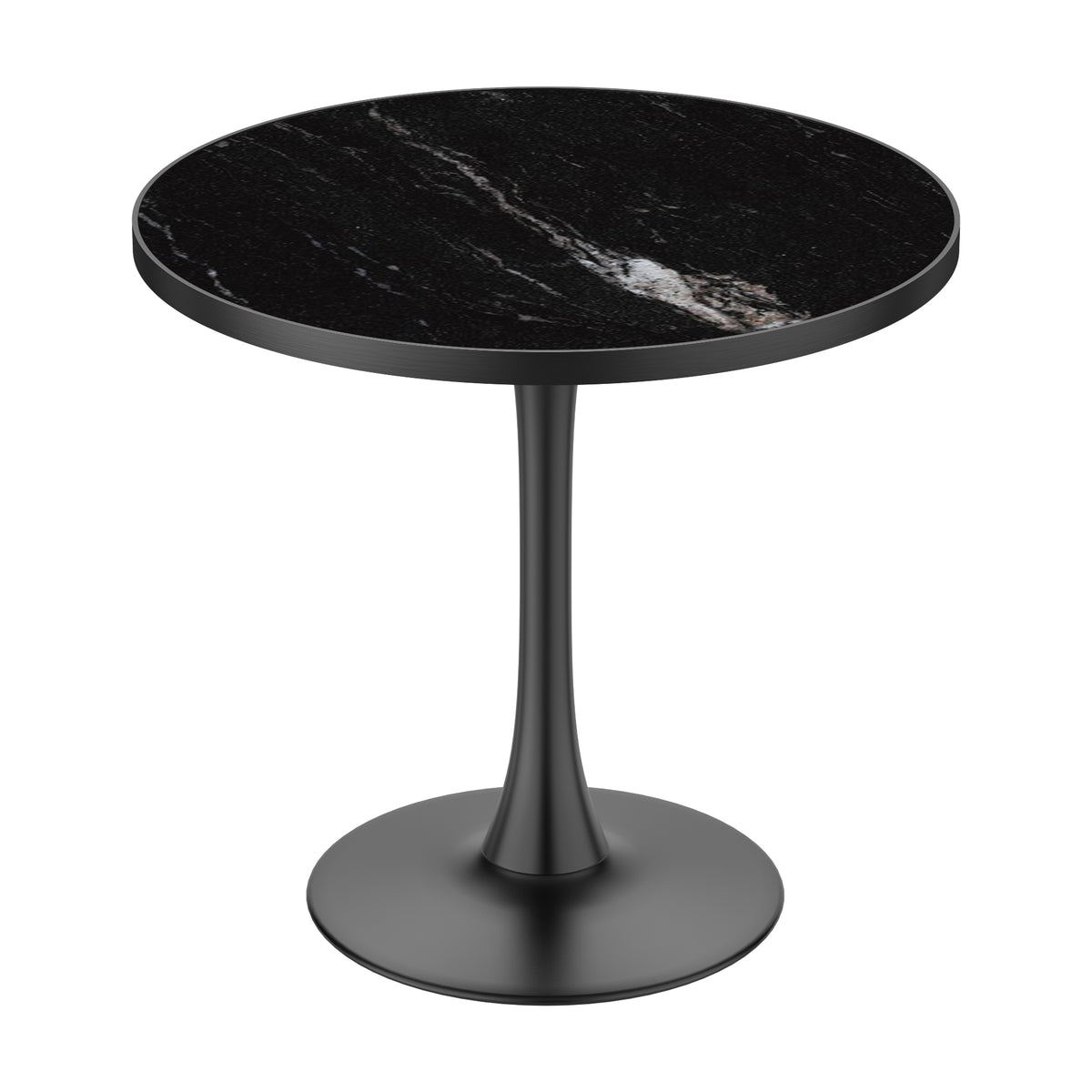 31.5' Round Modern Tulip Dining Table, Sintered Stone Tabletop with Luxury Faux Marble Print, Carbon Steel Bracket Base, Scratch & Wear Resistant, Waterproof Surface, Ideal for Indoor & Outdoor Use