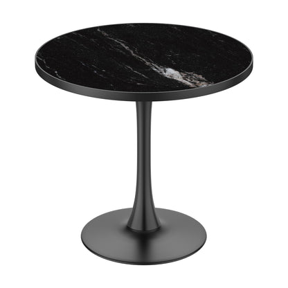 31.5' Round Modern Tulip Dining Table, Sintered Stone Tabletop with Luxury Faux Marble Print, Carbon Steel Bracket Base, Scratch & Wear Resistant, Waterproof Surface, Ideal for Indoor & Outdoor Use