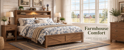 Queen size bed frame headboard with LED lights and charging station cushion platform bed frame, large bed, with headboard and hidden storage space, no box spring required, Antique,Brown
