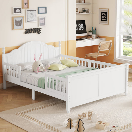 Full Size Bed For Kids, Wood Full Platform Bed with Headboard and Footboard, White (Expect Arrival Date 2025/9/30)