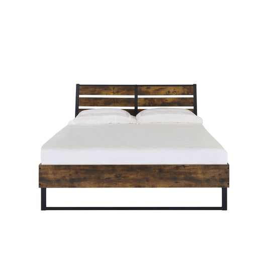 Juvanth Rustic Oak & Black Finish E. King Bed