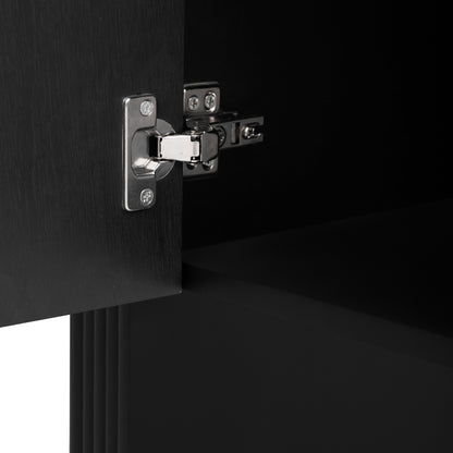 U_STYLE 62.2-Inch Wave-Pattern Console Table with 4 Doors and Adjustable Shelf, Curved design Sofa Table Behind Couch
