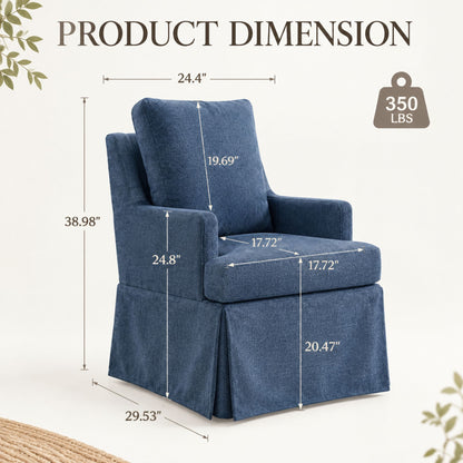 Upholstered Dining Chairs Set of 1, Modern Kitchen Chair Dining Room Chair with 4 Casters, Linen Armchair for Bedroom Reading Room Living Room, Navy
