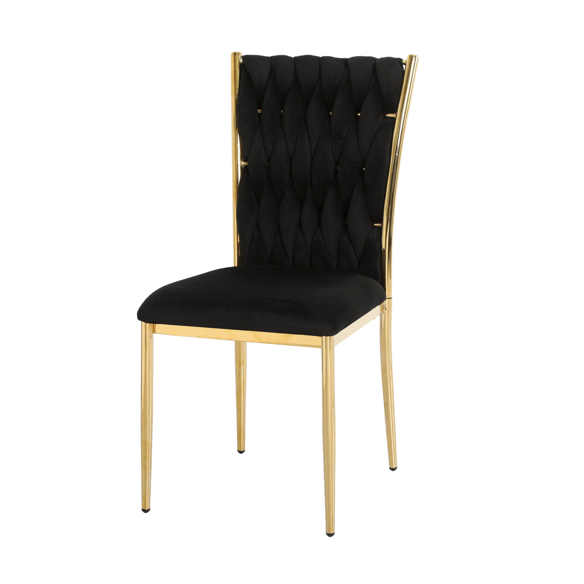 Modern simple Black velvet dining chair, family bedroom stool back student table chair, gold-plated metal chair legs, suitable for dining room kitchen bedroom (set of 4)