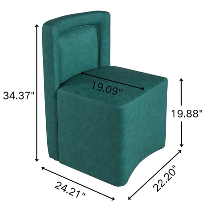Set of 2 Green PU Upholstered Dining Chairs, Vintage Green Finish, Plywood Frame, 400lbs Capacity, Fully Assembled