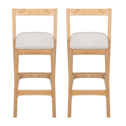 Jasper Indoor Rubberwood Barstool, Natural Finished and Beige Upholstery, Set of 2