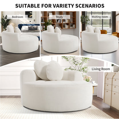 Round Sofa Bed with Memory Foam Sectional Couches for Living Room, Cloud Couch with two pillows, Beige