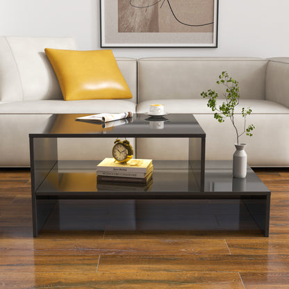 Coffee table with unique architectural shape,black