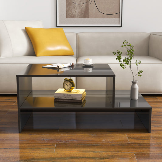 Coffee table with unique architectural shape,black