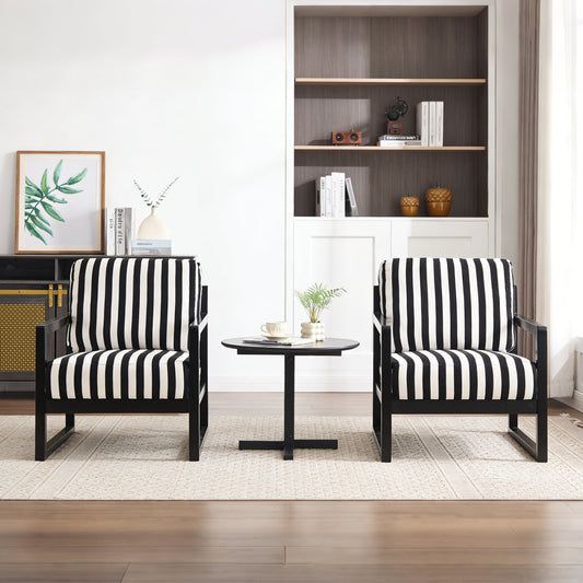 Mid-Century Modern Fabric Lounge Chair, Single Sofa Chair with Armrests, Upholstered Lounge Chair with Wooden Frame