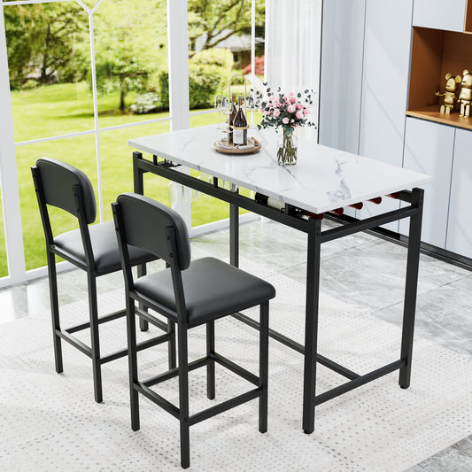 Kitchen Table Set, Dining Table and Chairs for 2, 3 Piece Dining Room Table Set with 2 Upholstered Chairs, Bar Dining Table Set, Breakfast