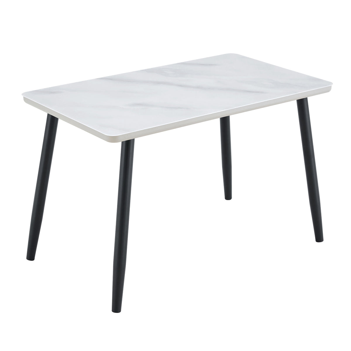 Modern minimalist rectangular dining table, suitable for 4-6 people. Tempered glass countertop+lower MDF board, imitation marble texture – Model W1151S04621