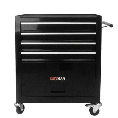 4 DRAWERS MULTIFUNCTIONAL TOOL CART WITH WHEELS-BLACK