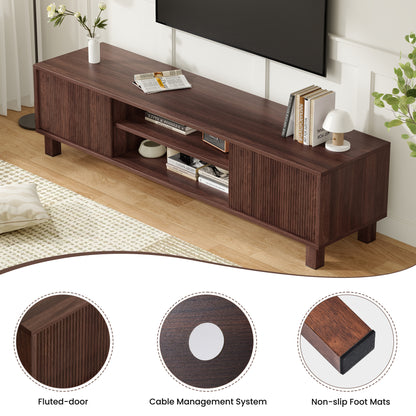 Modern TV Stand for Up to 70'' TVs, Large Media Console with Storage & Open Shelves, Stylish Entertainment Center for Living Room
