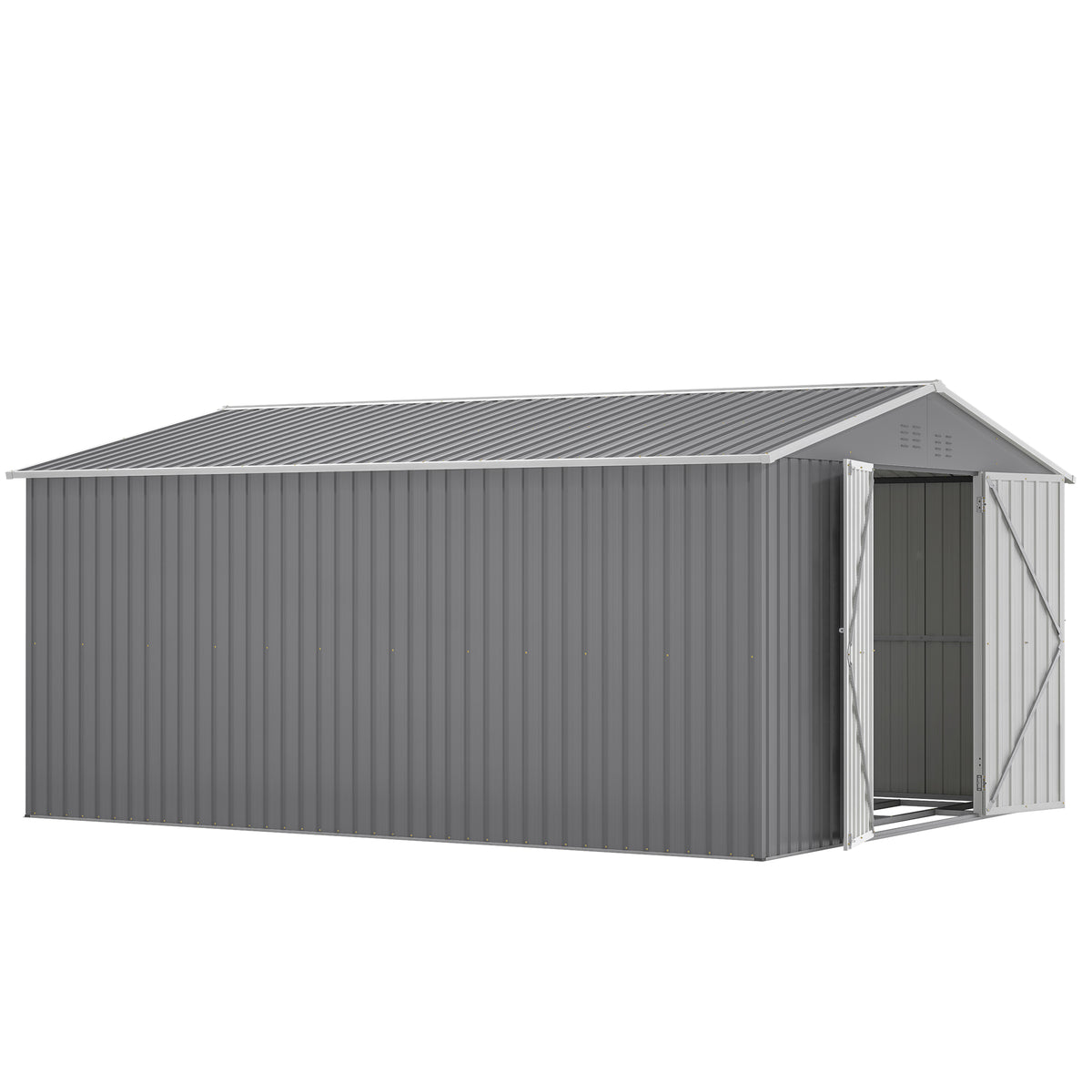 11x13 FT Metal Storage Shed with Reinforced Floor Frame Large 140.5 ft² Outdoor Garden Tool House Lockable Doors & 4 Air Vents Weatherproof