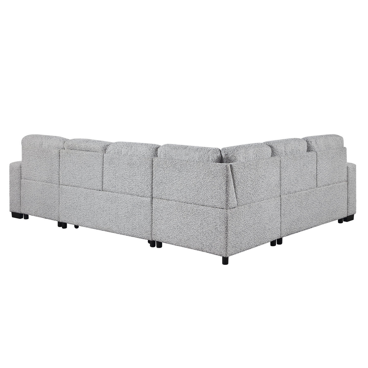 Giza Modular Sectional Sofa with Sleeper, Storage, USB Charging and Bouclé Upholstery in Gray
