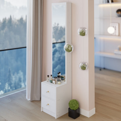 Simple Stylish Dressing Mirror Cabinet, Cosmetic Organizer Cabinet, Jewelry Cabinet, Extra Large Full Body Mirror, Multi Layer High Capacity Storage, 11.8" x 15.7" x 63", EPA, GCC, UL Certificate