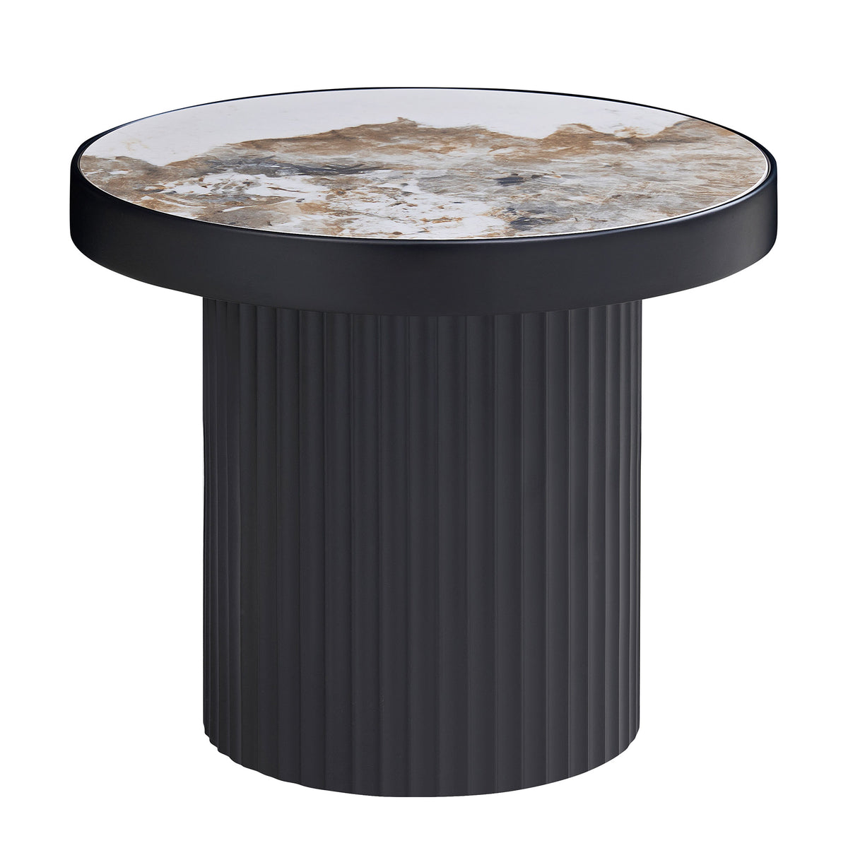 Set of 2 Coffee Table,MDF Round Coffee Table Sintered Stone Tabletop for Living Room Apartment,Leisure Area BLACK