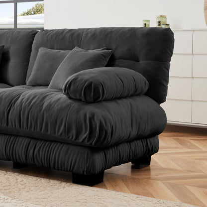 Cloud Couch 2 Seater Sofa, Chenille 2 - Seat sofa with 2 Lumbar pillows and 2 throw pillows, Chenille Gray